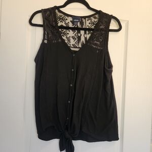 Daytrip Womens Black Sleeveless Tie-Front Blouse Size M Euc